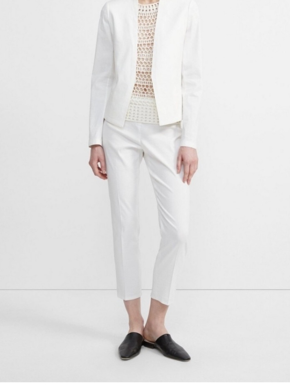 Theory White Cropped Linen-Blend Pants